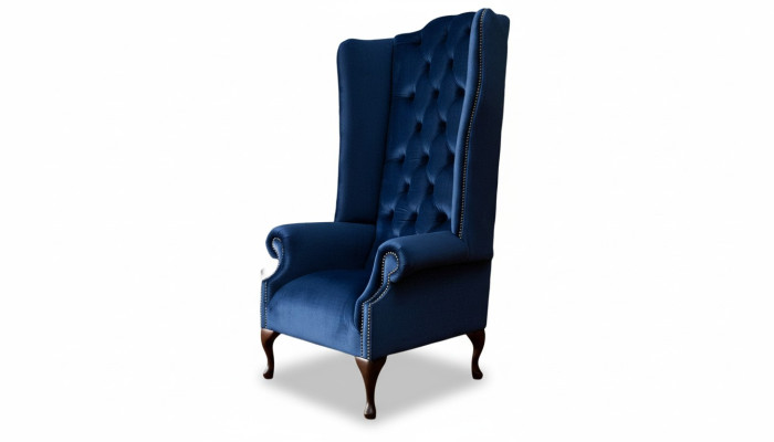 Fauteuil Chesterfield Canapé Textile Salon Rembourrage Bleu Luxe Fauteuil à Oreilles
