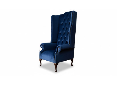 Fauteuil Chesterfield Canapé Textile Salon Rembourrage Bleu Luxe Fauteuil à Oreilles