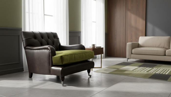 Chesterfield Fauteuil Design Revêtement Canapé Chesterfield Cuir