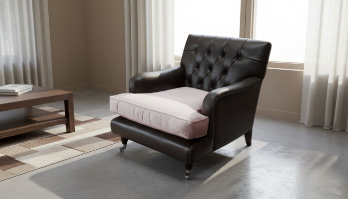 Fauteuil Canapé Design Salon Détente Marron Rembourrage Luxe Chesterfield nouveau