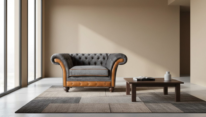 Canapé design Chesterfield Fauteuil Rembourrage Textile Chaises à ailes