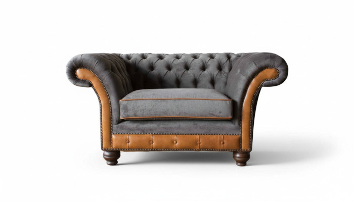 Canapé design Chesterfield Fauteuil Rembourrage Textile Chaises à ailes