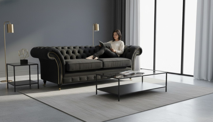 Canapé 3 places Chesterfield en tissu de luxe Sofas de canapés rembourrés