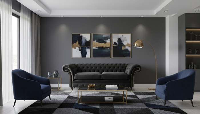Canapé 3 places Chesterfield en tissu de luxe Sofas de canapés rembourrés