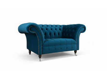 Chesterfield Fauteuil Design Canapé Canapé bleu Revêtement Tissu Meubles