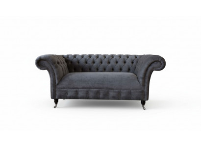 Canapé Chesterfield 2 places en tissu d'ameublement Design Luxe Canapés Textiles