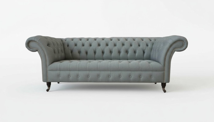 Canapé 3 places en tissu moderne de luxe gris Chesterfield Trois places nouveau