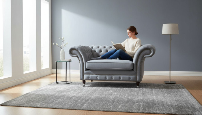 Chesterfield Fauteuil Tissu Canapé Tissu Canapés Canapés Salon Gris