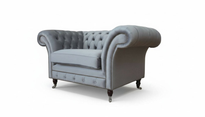 Chesterfield Fauteuil Tissu Canapé Tissu Canapés Canapés Salon Gris
