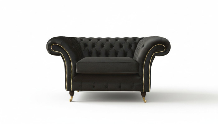 Chesterfield Fauteuil Lounge Canapé Noir Canapé Tissu Moderne Nouveau