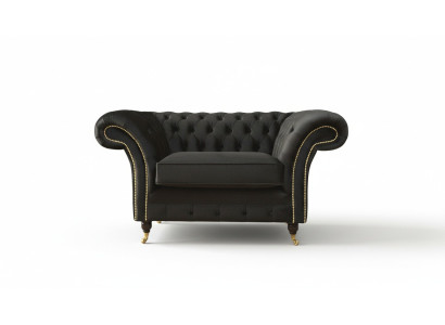 Chesterfield Fauteuil Lounge Canapé Noir Canapé Tissu Moderne Nouveau