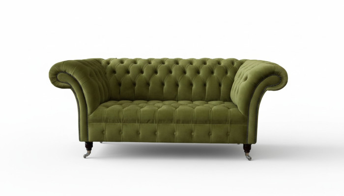 Canapé 2 places Canapé rembourré en tissu vert Chesterfield neuf
