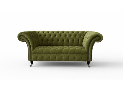 Canapé 2 places Canapé rembourré en tissu vert Chesterfield neuf