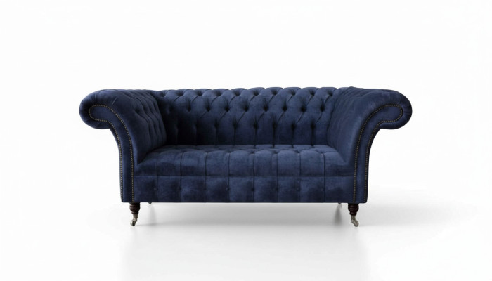Canapé Chesterfield design 2 places revêtement bleu canapés neufs