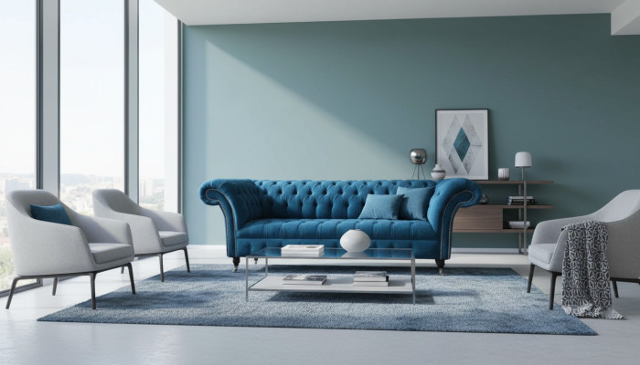 Canapé trois places, canapé en tissu Chesterfield design, canapés, canapé en textile