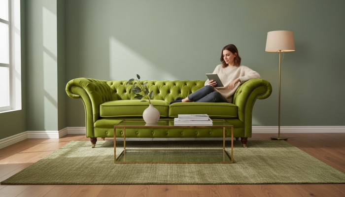 Canapé 3 places en tissu Design Canapé Rembourrage Canapés Textile Moderne Chesterfield