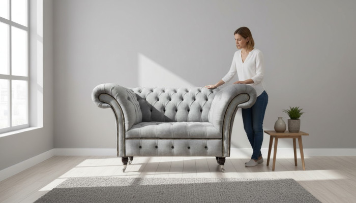 Fauteuil Chesterfield en tissu Design de salle de séjour Tapisserie Textile Design de luxe