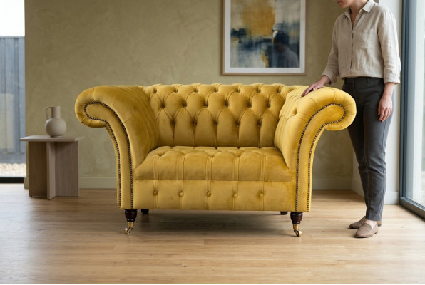 Chesterfield canapé jaune fauteuil tissu de luxe de design canapés nouveau