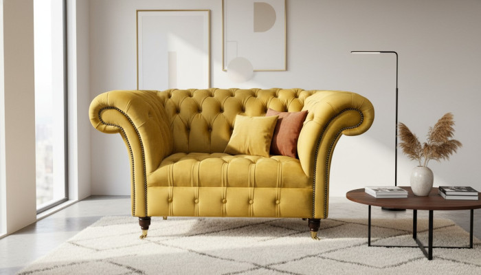 Chesterfield canapé jaune fauteuil tissu de luxe de design canapés nouveau