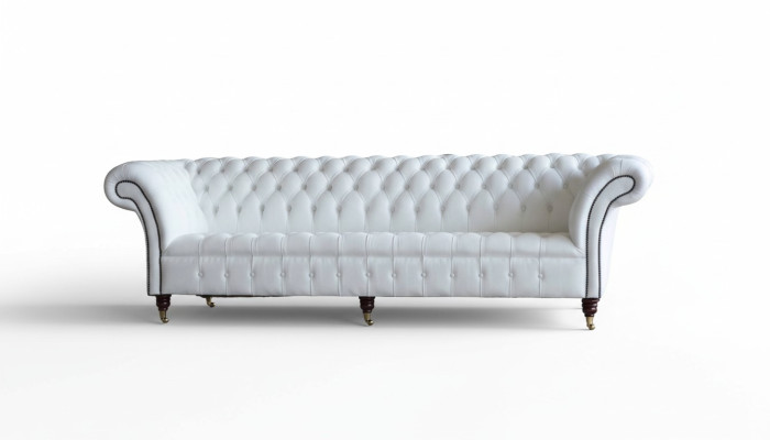 Canapé Chesterfield Design Luxe Blanc Textile Canapé 4 Places Tissu Quatre Places