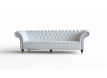 Canapé Chesterfield Design Luxe Blanc Textile Canapé 4 Places Tissu Quatre Places