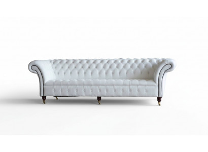 Canapé Chesterfield Design Luxe Blanc Textile Canapé 4 Places Tissu Quatre Places