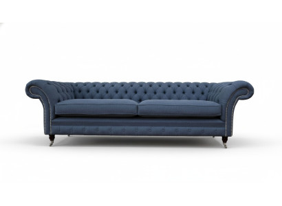 Canapé design 4 places Canapé Tissu Bleu Chesterfield neuf