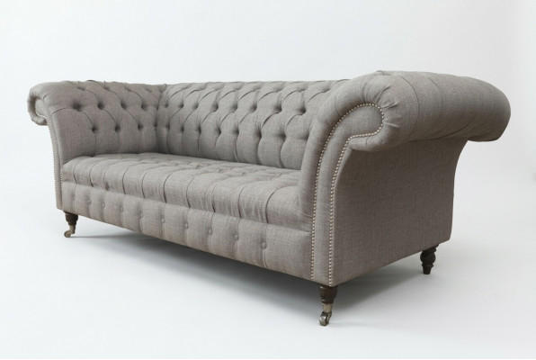 Chesterfield 3 places canapé rembourré Canapé Canapés Textile Style moderne gris