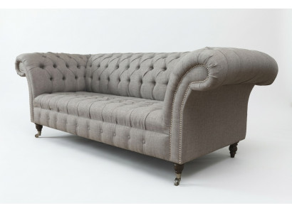 Chesterfield 3 places canapé rembourré Canapé Canapés Textile Style moderne gris