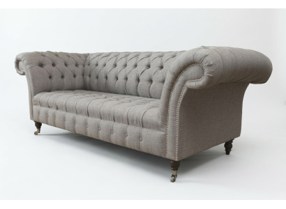 Chesterfield 3 places canapé rembourré Canapé Canapés Textile Style moderne gris