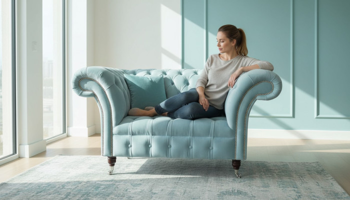 Fauteuil Chesterfield Turquoise Canapé Rembourré 1 place Design Rembourrage neuf