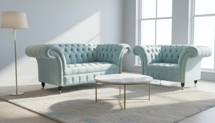 Fauteuil Chesterfield Turquoise Canapé Rembourré 1 place Design Rembourrage neuf