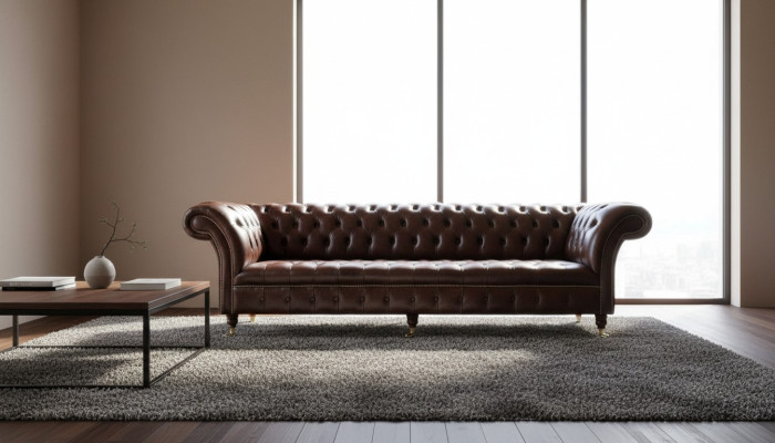 Canapé Chesterfield Canapé Tissu Siège Canapés en Cuir Marron Designer