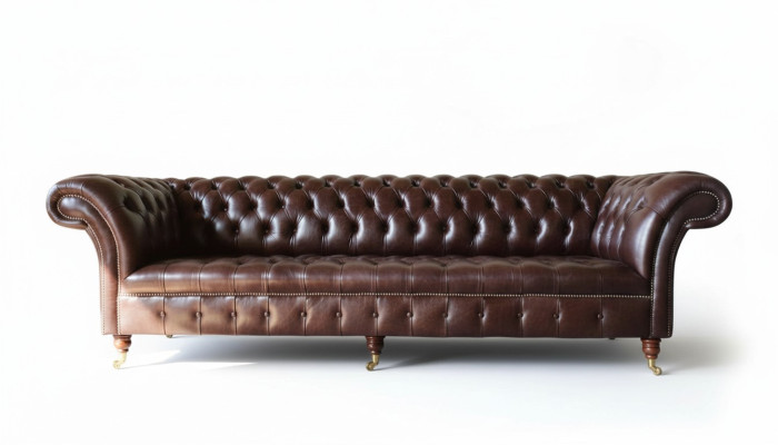 Canapé Chesterfield Canapé Tissu Siège Canapés en Cuir Marron Designer