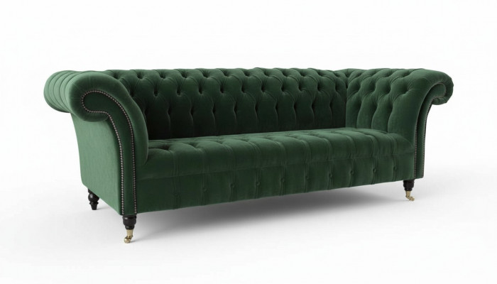 Canapé design 3 places Chesterfield rembourré en tissu pour salon