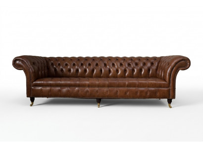 Canapé 4 places de luxe Chesterfield en cuir marron Design de style moderne