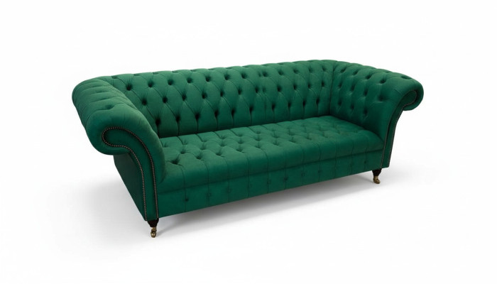 Canapé 3 places de luxe 3 places Sofas modernes Tissu vert Chesterfield