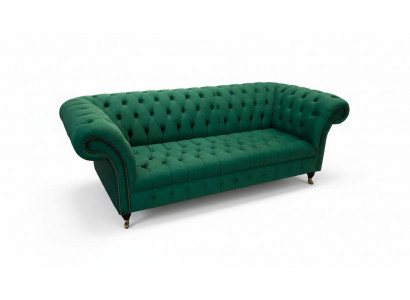 Canapé 3 places de luxe 3 places Sofas modernes Tissu vert Chesterfield