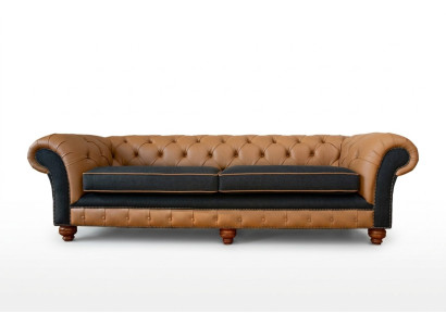 Élégant canapé de salon 4 places en tissu Chesterfield en cuir textile neuf
