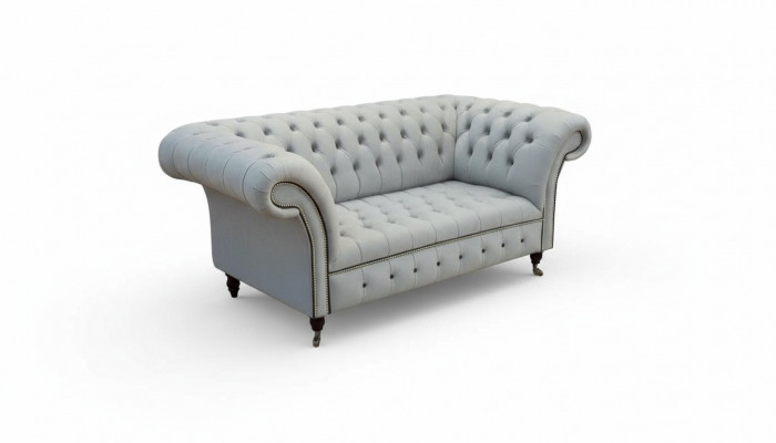 Canapé Chesterfield Deux Places Gris en Cuir.getContentPane()Sofas.