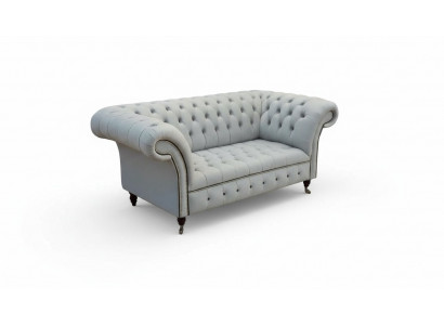 Canapé Chesterfield Deux Places Gris en Cuir.getContentPane()Sofas.