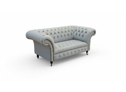 Canapé Chesterfield Deux Places Gris en Cuir.getContentPane()Sofas.