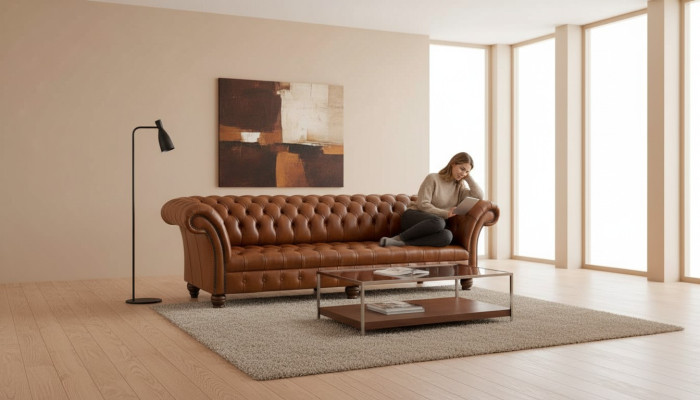 Canapé Salon Chesterfield Canapé Rembourrage Canapés 4 Places Cuir xxl grand