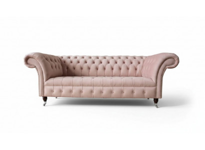 Chesterfield Canapés Design Rose 3 Places Revêtement Tissu Textile