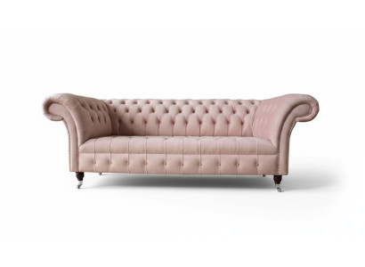 Chesterfield Canapés Design Rose 3 Places Revêtement Tissu Textile