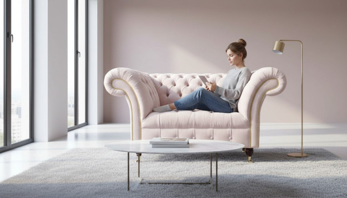 Fauteuil Rembourrage Canapé Tissu Chesterfield Canapés 1 Place Rose
