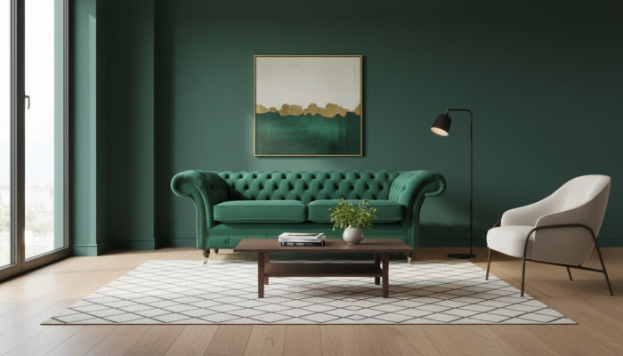 Canapé 3 places Vert Canapé Style Luxe Design de salon Chesterfield neuf