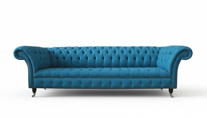 Canapés rembourrés Chesterfield Design Canapé textile Canapé 4 places Luxe Design Bleu