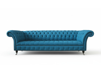 Canapés rembourrés Chesterfield Design Canapé textile Canapé 4 places Luxe Design Bleu