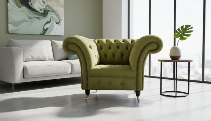 Fauteuil Chesterfield design Canapé Rembourrage Tissu de luxe Canapés une place